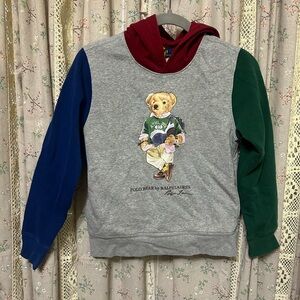 Polo Ralph Lauren Boy's Polo Bear Hoodie Sweatshirt Multi Color Medium (10-12)